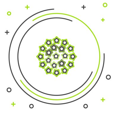 Beyaz arkaplanda çizgi virüsü simgesi izole edildi. Corona virüsü 2019-nCoV. Bakteri ve mikroplar, hücre kanseri, mikrop, mantar. Renkli taslak konsepti. Vektör.