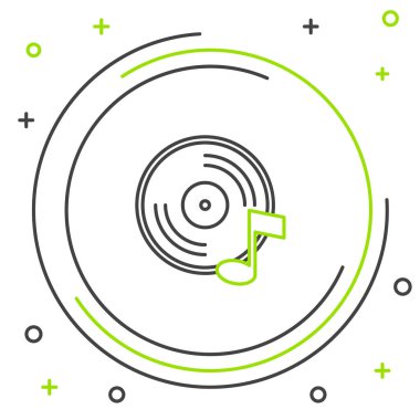 Çizgi Vinil disk simgesi beyaz arkaplanda izole edildi. Renkli taslak konsepti. Vektör.