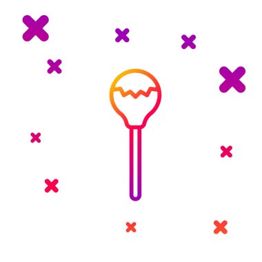 Beyaz arkaplanda renk çizgisi lolipop simgesi izole edildi. Yemek, lezzetli bir sembol. Kademeli rastgele dinamik şekiller. Vektör.