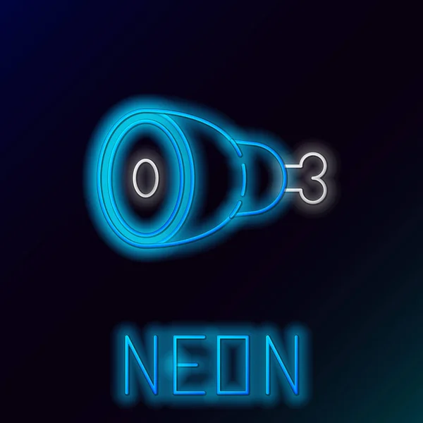 Glödande Neon Line Kyckling Ben Ikon Isolerad Svart Bakgrund Kycklingtrumpinne — Stock vektor