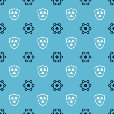 Kimyasal formülü ve Radyoaktif 'i kalkanda kusursuz kalıba göre ayarla. Vektör.