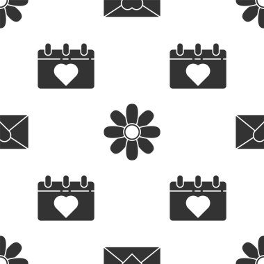 Zarfı 8 Mart, Çiçek ve Takvim 'i 8 Mart' ta kusursuz desenle ayarla. Vektör.