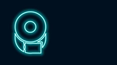 Parlayan neon hattı tuvalet kağıdı rulosu simgesi siyah arkaplanda izole edildi. 4K Video hareketli grafik canlandırması
