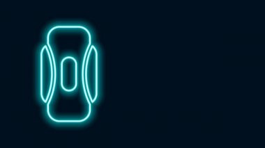 Parlayan neon hattı adet dönemi ve siyah arka planda izole edilmiş hijyenik peçete ikonu. Kadın hijyen ürünleri. 4K Video hareketli grafik canlandırması