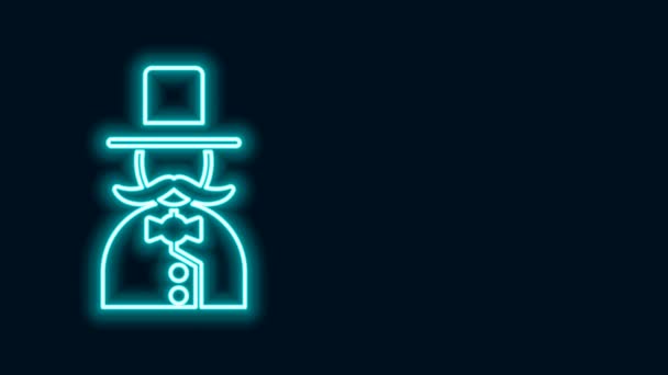 Icono de mago de línea de neón brillante aislado sobre fondo negro. Animación gráfica de vídeo 4K — Vídeos de Stock