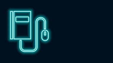 Fare simgesinin siyah arkaplanda izole edildiği parlak neon hattı Elektronik kitap. Çevrimiçi eğitim kavramı. E-kitap rozet ikonu. 4K Video hareketli grafik canlandırması