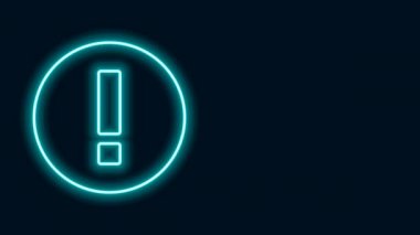 Parlayan neon hattı bilgi simgesi siyah arkaplanda izole edildi. 4K Video hareketli grafik canlandırması