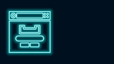 Parlayan neon hattı Tarayıcı pencere simgesi siyah arkaplanda izole edildi. 4K Video hareketli grafik canlandırması
