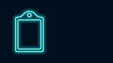 Parlayan neon hattı kesme tahtası simgesi siyah arkaplanda izole edildi. Kesme tahtası sembolü. 4K Video hareketli grafik canlandırması