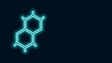 Parlayan neon hattı kimyasal formül ikonu siyah arkaplanda izole edildi. Yenilikçi tıp, sağlık, araştırma ve bilim için soyut altıgen. 4K Video hareketli grafik canlandırması