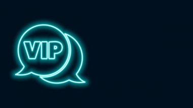 Parlayan neon hattı Vip 'in konuşma balonu simgesi siyah arkaplanda izole edildi. 4K Video hareketli grafik canlandırması