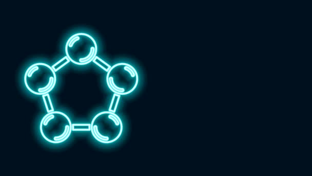 Icono de molécula aislada sobre fondo negro. Estructura de moléculas en química, profesores de ciencias innovador cartel educativo. Animación gráfica de vídeo 4K — Vídeos de Stock