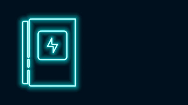 Glowing neon line Electrical panel icon isolated on black background. 4K Video motion graphic animation — Stock Video