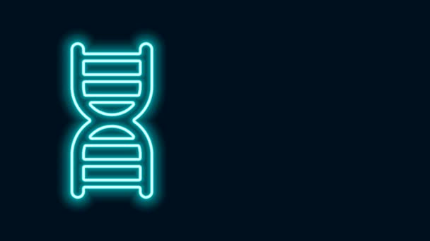 Ícone de símbolo de DNA de linha de néon brilhante isolado no fundo preto. Animação gráfica em movimento de vídeo 4K — Vídeo de Stock