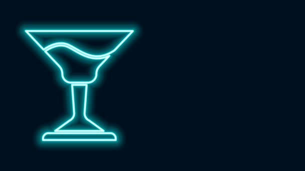 Glowing neon line Cocktail icon isolated on black background. 4K Video motion graphic animation — Stock Video