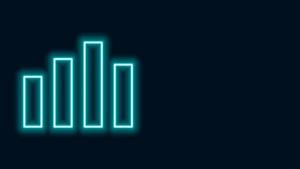 Glowing neon line Ikon musik equalizer terisolasi di latar belakang hitam. Gelombang suara. Teknologi audio digital equalizer, panel konsol, musik pulsa. Animasi grafis gerak Video 4K — Stok Video