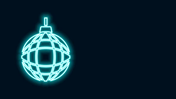 Linea fluorescente icona a sfera Disco isolato su sfondo nero. Animazione grafica 4K Video motion — Video Stock