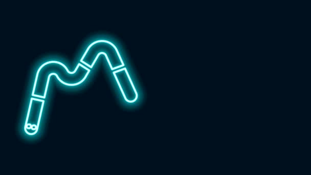 Glödande neon linje gelé maskar godis ikon isolerad på svart bakgrund. 4K Video motion grafisk animation — Stockvideo