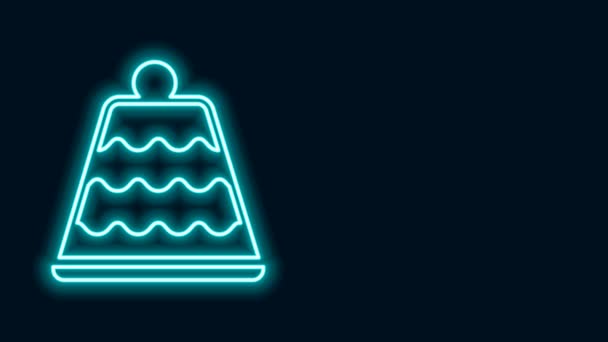 Linea fluorescente icona torta isolato su sfondo nero. Buon compleanno. Animazione grafica 4K Video motion — Video Stock