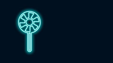 Parlayan neon hattı lolipop simgesi siyah arkaplanda izole edildi. Şeker işareti. Yemek, lezzetli bir sembol. 4K Video hareketli grafik canlandırması
