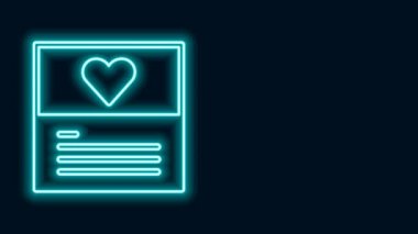 Parlayan neon hattı tebrik kartı simgesi siyah arkaplanda izole edildi. Kutlama için davetiye ya da tebrik kartı şablonu. 4K Video hareketli grafik canlandırması
