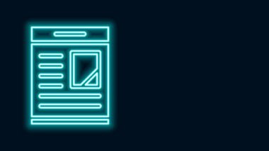 Siyah arkaplanda izole edilmiş ölüm ilanlarını gösteren parlak neon çizgi gazetesi ilanı. 4K Video hareketli grafik canlandırması