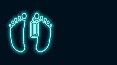 Siyah arka planda izole edilmiş bir hastane ikonu morgunun ayaklarına isim etiketi yapıştırılmış parlak neon hattı. 4K Video hareketli grafik canlandırması