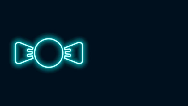 Świecąca neonowa linia Ikona kokardy wyizolowana na czarnym tle. 4K Animacja graficzna ruchu wideo — Wideo stockowe