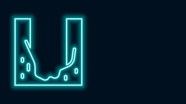 Gloeiende neon lijn Begraafplaats gegraven graf pictogram geïsoleerd op zwarte achtergrond. 4K Video motion grafische animatie — Stockvideo