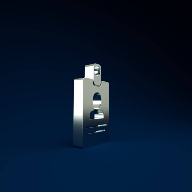 Mavi arka planda gümüş kimlik ikonu izole edildi. Sunum için, şirketin kimliği için, reklam için kullanılabilir. Minimalizm kavramı. 3d illüstrasyon 3B canlandırma.