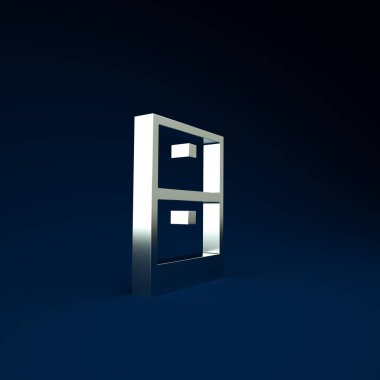 Gümüş Arşiv kağıt çekmece ikonu mavi arka planda izole. İçinde belgeler olan çekmece. Dosya dolabı çekmecesi. Ofis mobilyası. Minimalizm kavramı. 3d illüstrasyon 3B canlandırma.