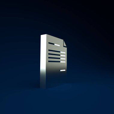 Mavi arkaplanda gümüş belge simgesi izole edildi. Dosya simgesi. Kontrol listesi simgesi. İş konsepti. Minimalizm kavramı. 3d illüstrasyon 3B canlandırma.
