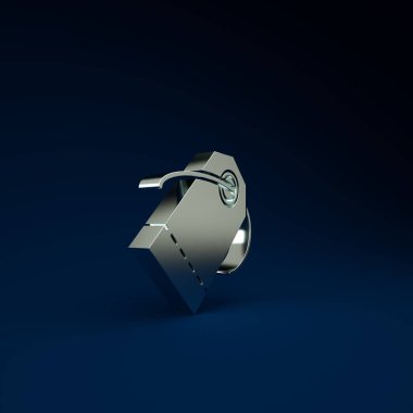 Gümüş Boş etiketi etiketi mavi arkaplanda izole edilmiş fiyat simgesi. Boş alışveriş indirimi etiketi. Şablon indirimli afiş. Minimalizm kavramı. 3d illüstrasyon 3B canlandırma.
