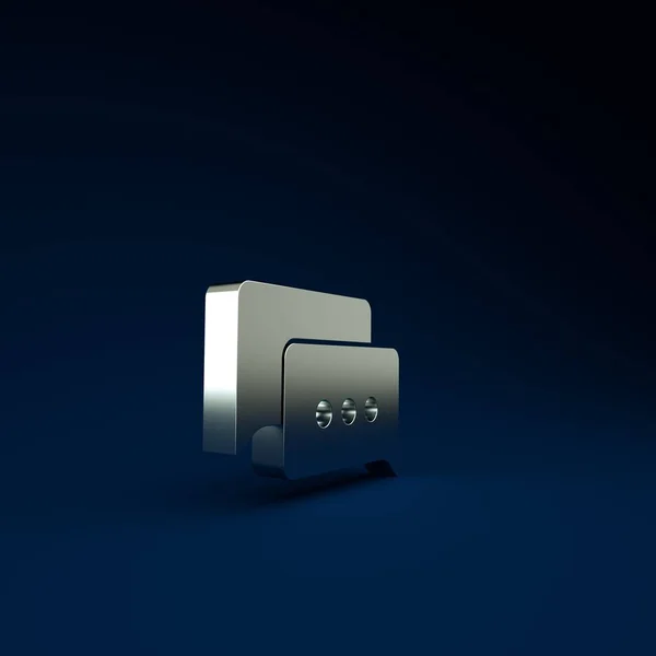 シルバースピーチバブルのアイコンは青の背景に隔離されたチャット メッセージアイコン コミュニケーションやコメントチャットシンボル 最小限の概念 3Dイラスト3Dレンダリング — ストック写真