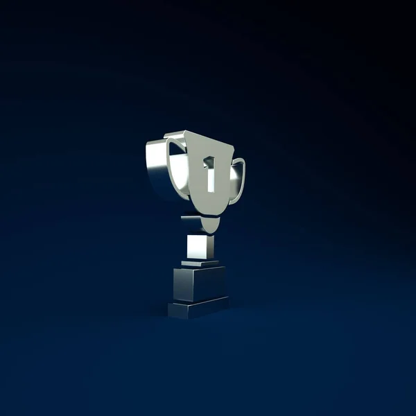 Ícone Taça Silver Award Isolado Fundo Azul Símbolo Troféu Vencedor — Fotografia de Stock