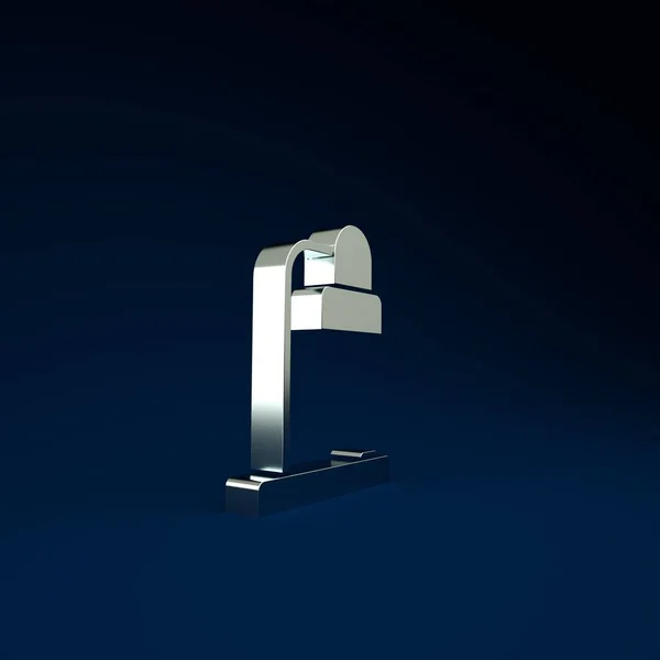 Ezüst Asztali Lámpa Ikon Elszigetelt Kék Alapon Asztali Lámpa Minimalizmus — Stock Fotó