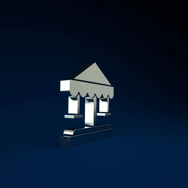 シルバーの魅力青の背景に隔離されたカルーセルアイコン 遊園地 子供娯楽遊び場 レクリエーション公園 最小限の概念 3Dイラスト3Dレンダリング — ストック写真