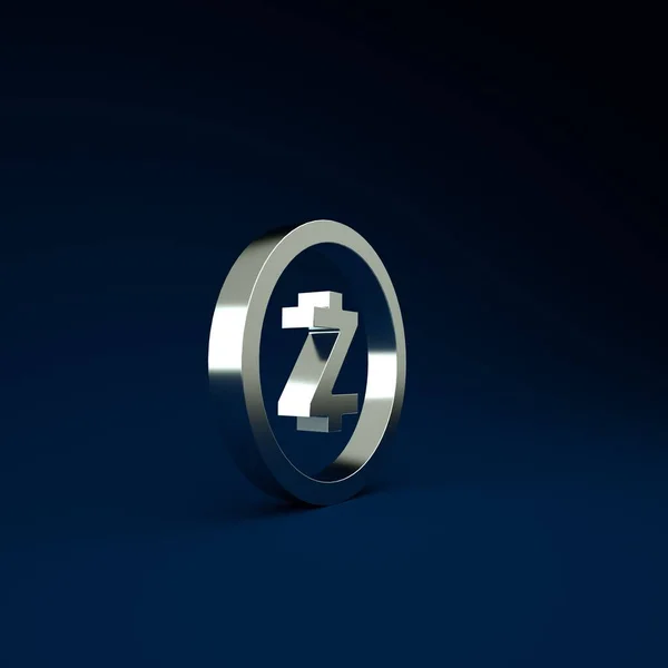 Plata Moneda Criptomoneda Zcash Zec Icono Aislado Sobre Fondo Azul — Foto de Stock