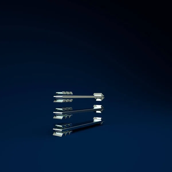 Срібна Піктограма Стрілок Хіпстера Ізольована Синьому Фоні Концепція Мінімалізму Ілюстрація — стокове фото