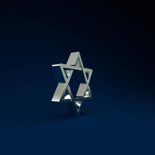 Silver Star David Icône Isolée Sur Fond Bleu Symbole Religion — Photo