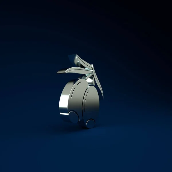 Silver Olives Branch Icon Isolated Blue Background Minimalism Concept Illustration — Stock Photo, Image