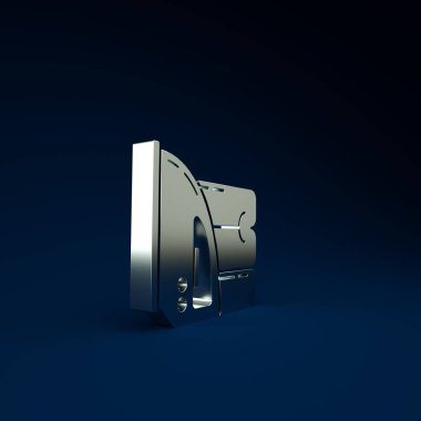 Mavi arka planda gümüş elektrikli ütü ve havlu ikonu izole edildi. Buhar ütüsü. Minimalizm kavramı. 3d illüstrasyon 3B canlandırma.