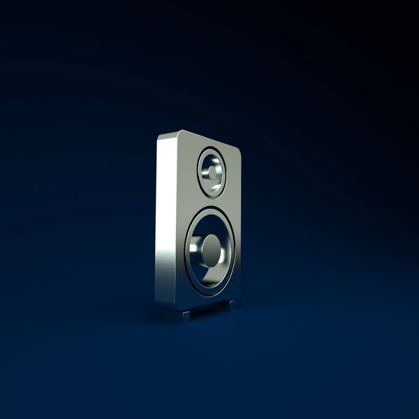 Silver Stereo Speaker Icon Isolated Blue Background Sound System Speakers — Stock Photo, Image