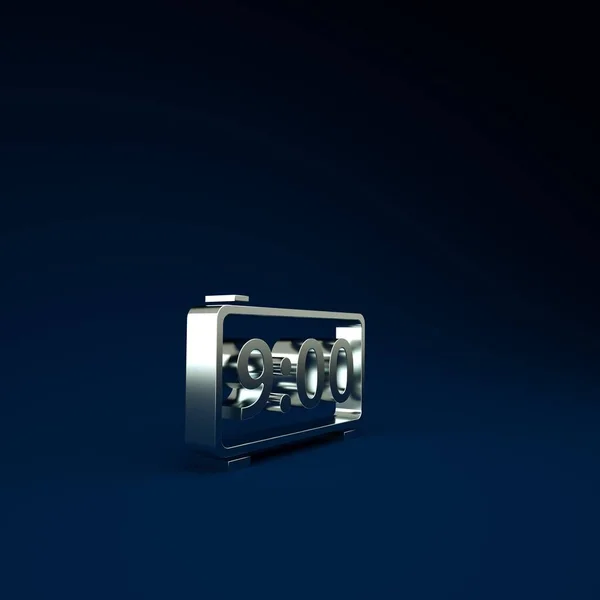 Silver Digital Wecker Symbol Isoliert Auf Blauem Hintergrund Elektronische Uhr — Stockfoto