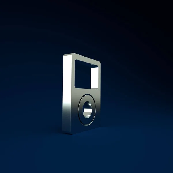 Icono Del Reproductor Silver Music Aislado Sobre Fondo Azul Dispositivo — Foto de Stock