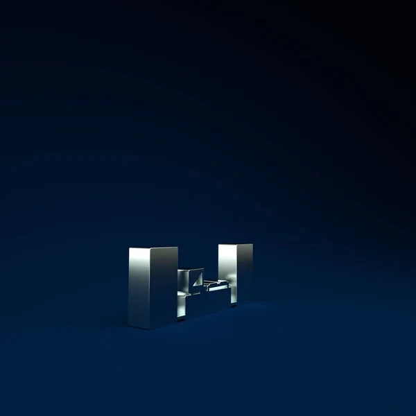 2つのスピーカーアイコンが青の背景に隔離されたシルバーホームステレオ 音楽システム 最小限の概念 3Dイラスト3Dレンダリング — ストック写真