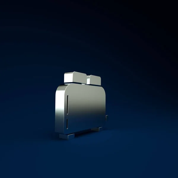 Silver Toaster Toasts Icon Isolated Blue Background Minimalism Concept Illustration — Stock Photo, Image