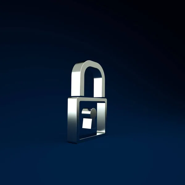 Icono Silver Lock Aislado Sobre Fondo Azul Señal Candado Seguridad —  Fotos de Stock