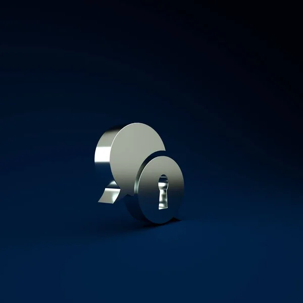 Silver Protección Datos Personales Icono Aislado Sobre Fondo Azul Burbuja —  Fotos de Stock