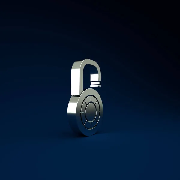 Silver Ασφαλής Συνδυασμός Κλειδαριά Τροχό Εικονίδιο Απομονώνονται Μπλε Φόντο Συνδυασμός — Φωτογραφία Αρχείου